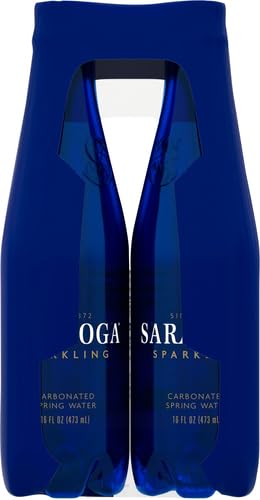 Saratoga Sparkling Water Bottles, 12-Pack - Carbonated Spring Bottled Water with Naturally Occurring Minerals & Electrolytes - Recycled PET Plastic Bottles - 16 Fl Oz