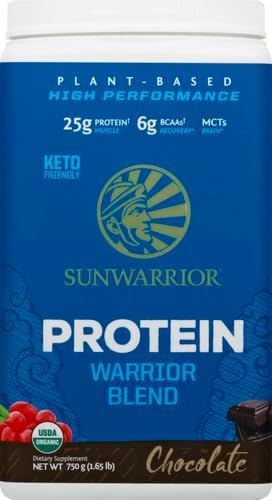 Sunwarrior Vegan Protein Powder Plant-Based Protein Organic | BCAA Amino Acids Hemp Seed Soy & Dairy Free, Gluten & Synthetic Free Non-GMO | Chocolate 30 Servings | WarriorBlend