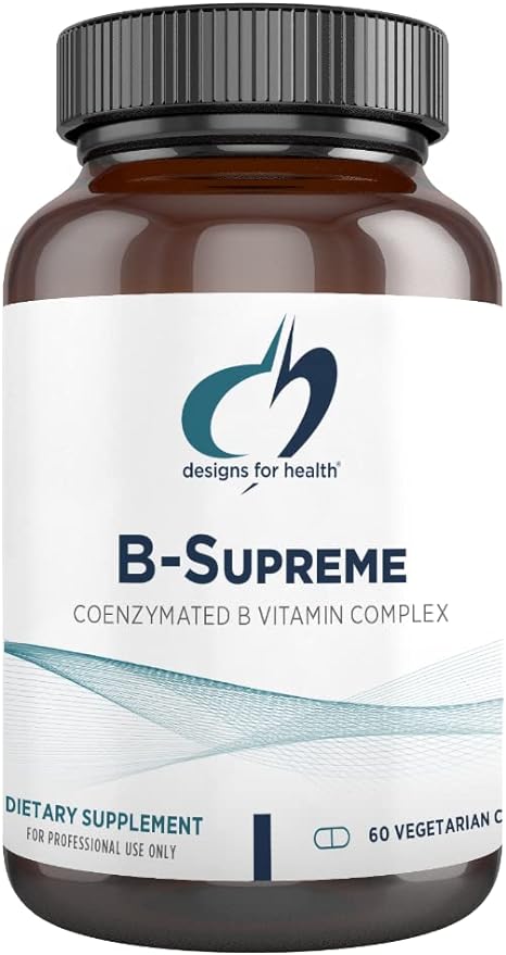 Designs for Health Methylated Vitamin B Complex B12 Vitamins, B1, B3, B3, Niacin, B6, Folate (60 Capsules)