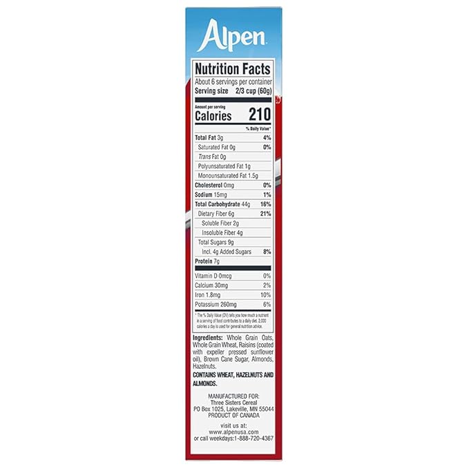Alpen Original Muesli, Swiss Style Muesli Cereal, Whole Grain, Non-GMO Project Verified, Heart Healthy, Kosher, Vegan, 14 Oz Box (Pack of 6)