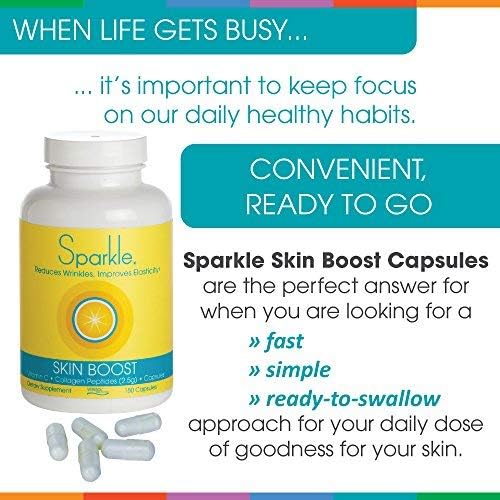 Sparkle Skin Boost Collagen Capsules 2-Pack (180 Pills 30 Days 2500mg Verisol