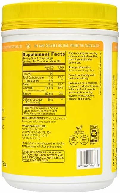 Vital Proteins Collagen Peptides Lemon Flavor, 26.5 Ounce 1 Pack