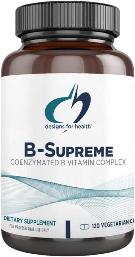 Designs for Health Methylated Vitamin B Complex B12 Vitamins, B1, B3, B3, Niacin, B6, Folate (120 Capsules)