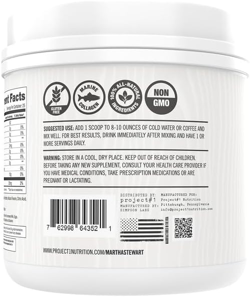 Martha Stewart Collagen Peptides Powder 15g Protein 25 Servings