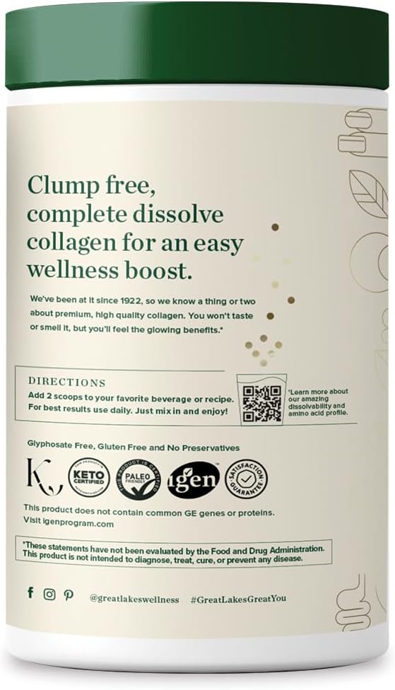 Great Lakes Wellness Collagen Peptides Powder 16 oz 3 Pack