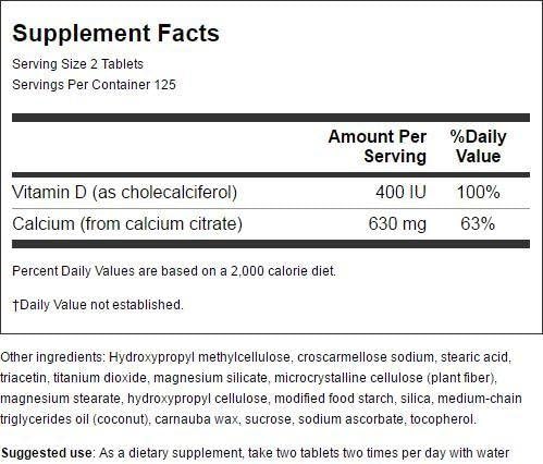 Swanson Calcium Citrate & Vitamin D 250 Tabs
