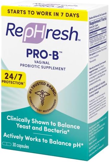 RepHresh Pro-B Vaginal Probiotic Supplement, Balances Yeast and Bacteria, Supports pH Balance, 30 Capsules (Pack of 3)