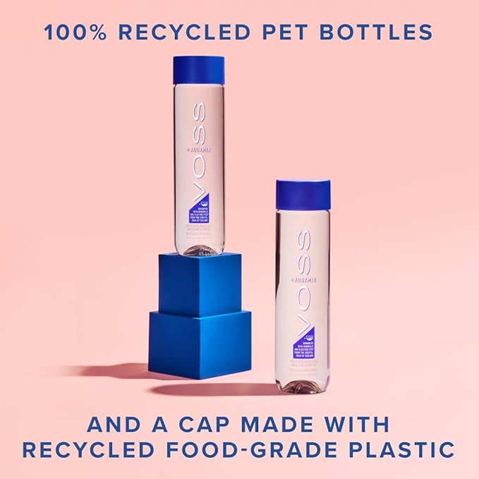VOSS+ Aquamin Enhanced Water - Pack of 12 Bottles, 850ml Each - Purified Hydrating Water - 74 Trace Minerals & Electrolytes - Perfect for Active Lifestyles, at the Gym & on Hot Days - Recycled PET Bottle