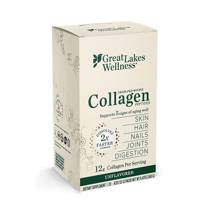 Great Lakes Wellness Collagen Peptides Powder 20 Sticks