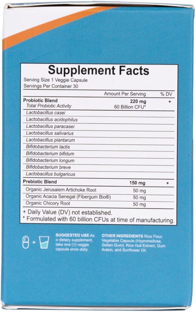60 Billion Probiotic Supplement 30 Vegetable
