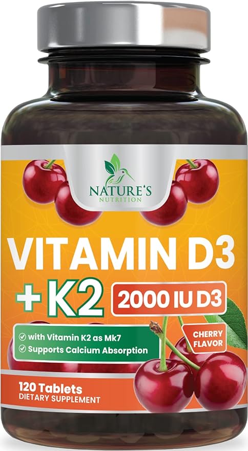 Vitamin D3 K2 as MK-7 2000iu of D3 & 75mcg K2, K2, Vitamin K2 D3 D3 Bone 120 Chewable