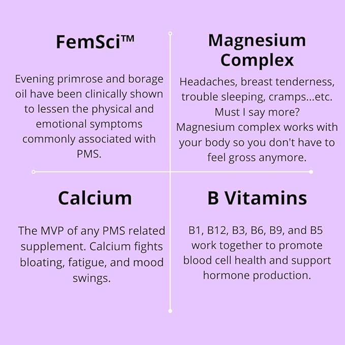 PMS Support - All Natural Hormonal Balance - Cycle Regulator, Mood and Energy Enhancer, Skin Support - Evening Primrose Oil, Calcium, Bioperine - 60 Capsules