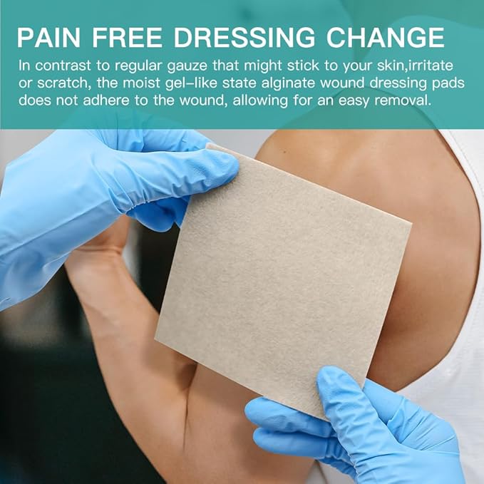 Dimora Upgrade Silver Calcium Alginate Wound Pads,4'' x 4'' Patches 5 Packs
