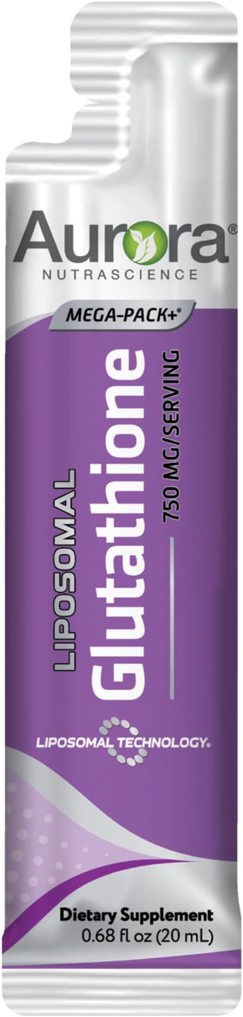 Aurora Nutrascience Mega-Liposomal Liquid Glutathione, Immune System Support, Antioxidant, 750 mg per Serving, 10 Single-Serve Packets, Gluten Free, Non-GMO, Sugar-Free, 6.8 fl oz