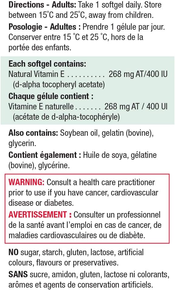 Jamieson Vitamin E 400 IU/268 mg 120 Capsules