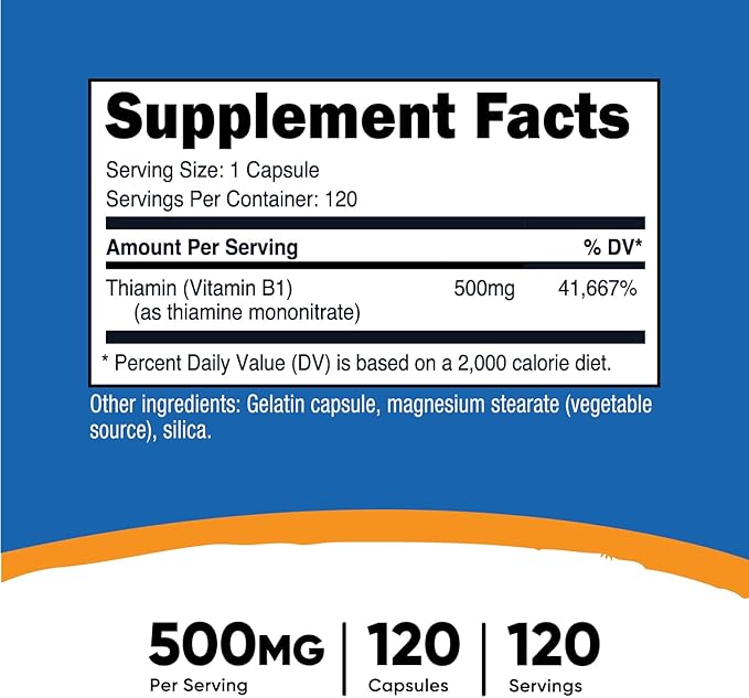 Nutricost Vitamin B1 (Thiamine) 500mg, 120