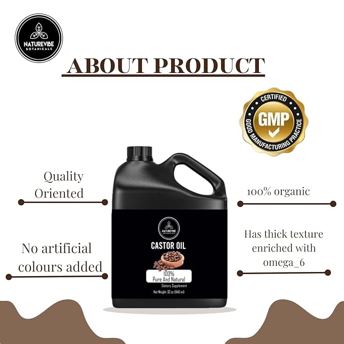 Naturevibe Botanicals Castor Oil 32 Ounces 100% Pure
