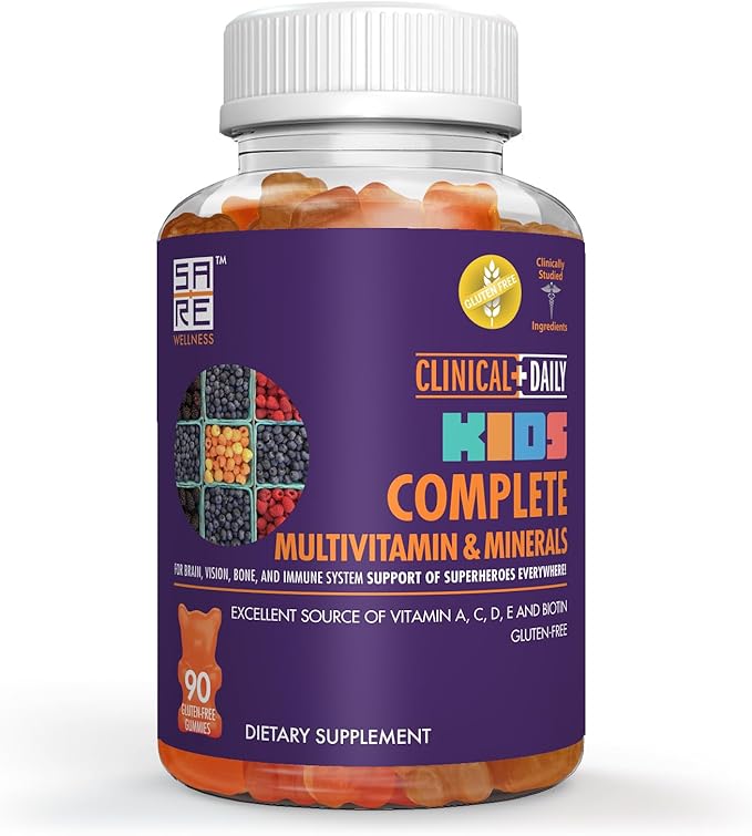 Complete Kids Multivitamin Daily Gummy Supplement E,D,B6,B12, Folate, 90 Gluten