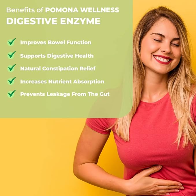 Pomona Wellness Digestive Enzyme Probiotic Supplement, 325mg, Supports 100 Count