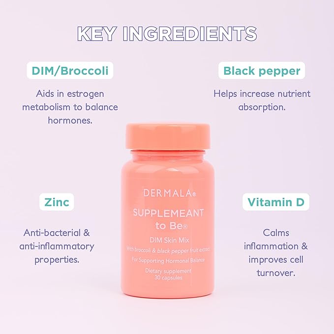 DIM Skin Mix Acne Supplement | Supporting Hormonal Balance and Estrogen Metabolism for Men & Women | Clear Blemish-Free Radiant Healthy Skin | Help Treat Breakouts with Diindolylmethane (DIM)