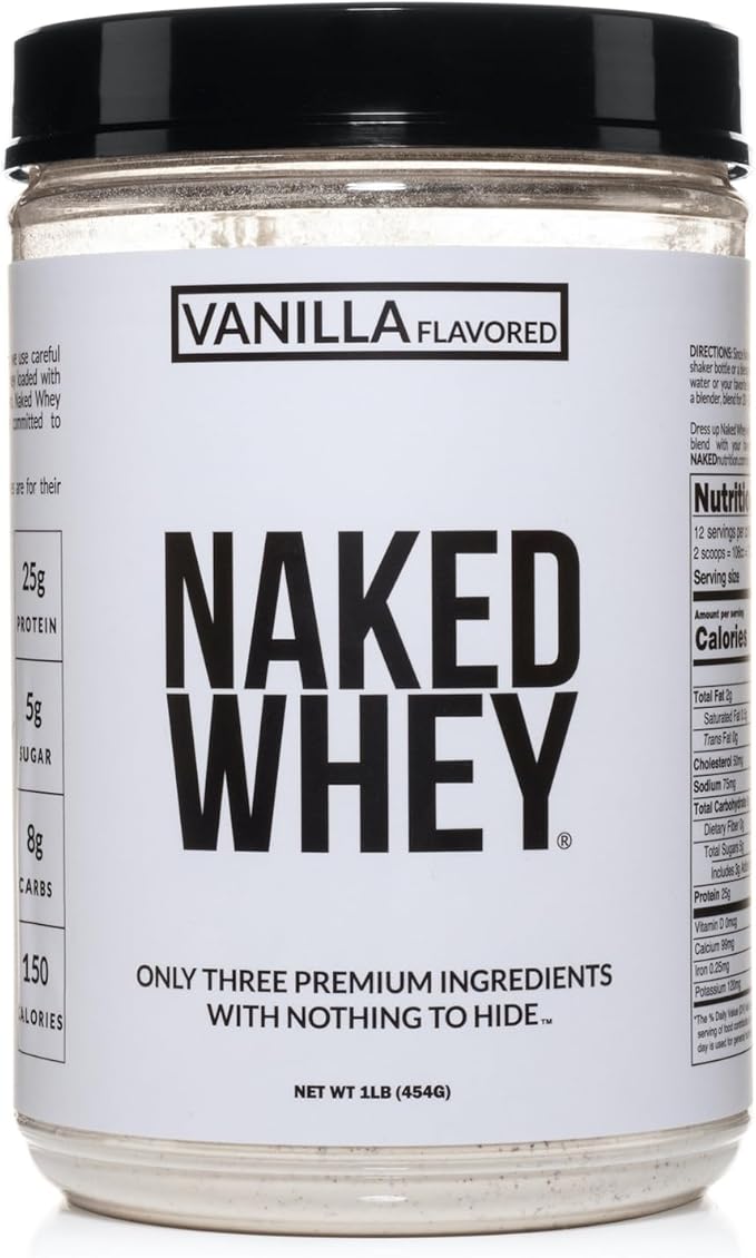 NAKED Vanilla Whey Protein 1Lb, Only 3 Ingredients, 12 Servings