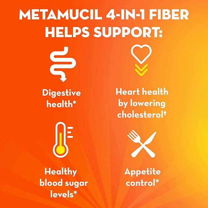 Metamucil On-The-Go, Daily Psyllium Husk Powder 4-in-1 Fiber 44 Packets