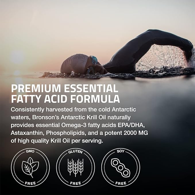 Bronson Antarctic Krill Oil 2000 mg Omega-3s EPA, 250 Softgels (125 Servings)