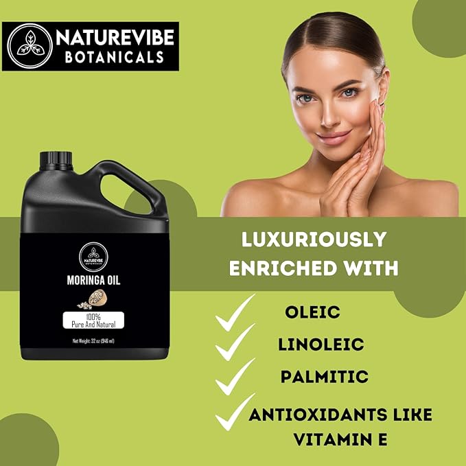 Naturevibe Botanicals Moringa Seed Oil 32 Ounces 100% Pure