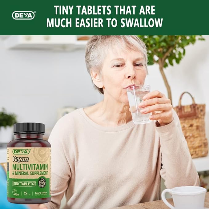 DEVA Tiny Tablets Vegan Multivitamins B12, Vitamin 90 Tablets