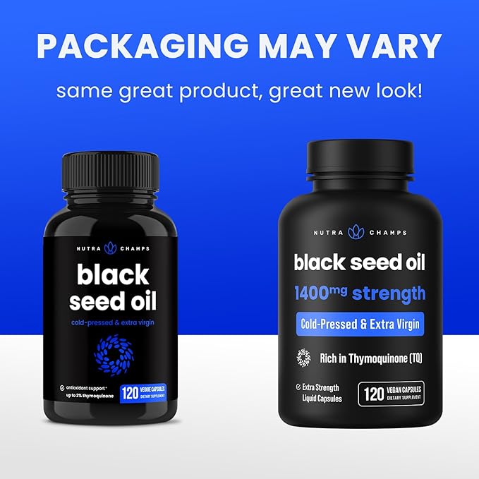 NutraChamps Organic 120 Vegan Softgel Black Cumin Seed Oil Capsules, 1400mg Per Serving Virgin Cold Pressed Nigella Sativa Oil Pills with Thymoquinone & Vitamin E, Rich in Omega 3 6 9