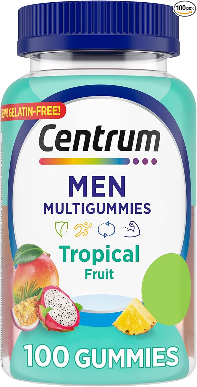 Centrum Men's Multivitamin Gummies, Tropical Fruit 100 Count, 50 Day