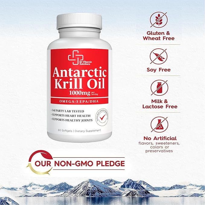 Premium 1000mg Antarctic Krill Oil Omega-3, EPA,