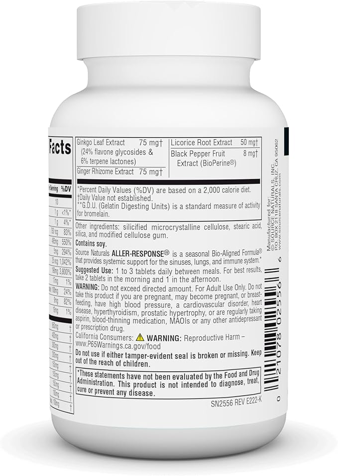 Source Naturals Aller-Response, Seasonal Immune Support* 30 Tablets