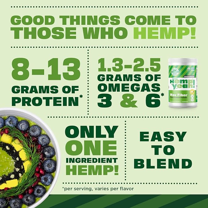 Manitoba Harvest Hemp Yeah! Organic Max 16oz; with 13g of 13g Protein 2.5g Omegas 3&6 per