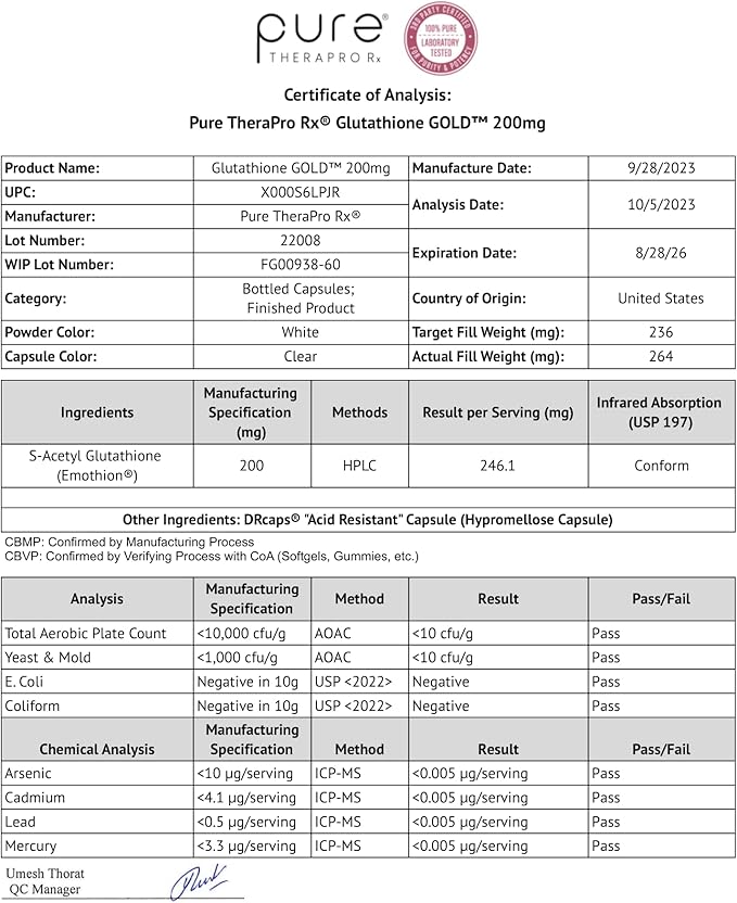 S-Acetyl Glutathione GOLD 60 DRcaps 200mg Per 2 Month
