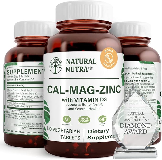 Natural Nutra Calcium Magnesium Zinc Supplement D3 for (100 Count)