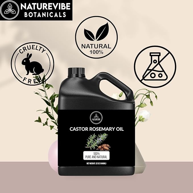 Naturevibe Botanicals Castor Rosemary Oil 32 Ounces 100% Pure