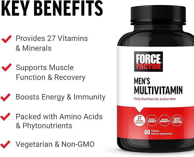 Force Factor Men’s Multivitamins, Multivitamin 27 Vitamins 60 Tablets