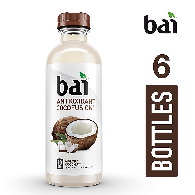 Bai Coconut Flavored Water, Molokai Coconut, Antioxidant Infused Drinks, 18 Fl. Oz. (Pack of 6)