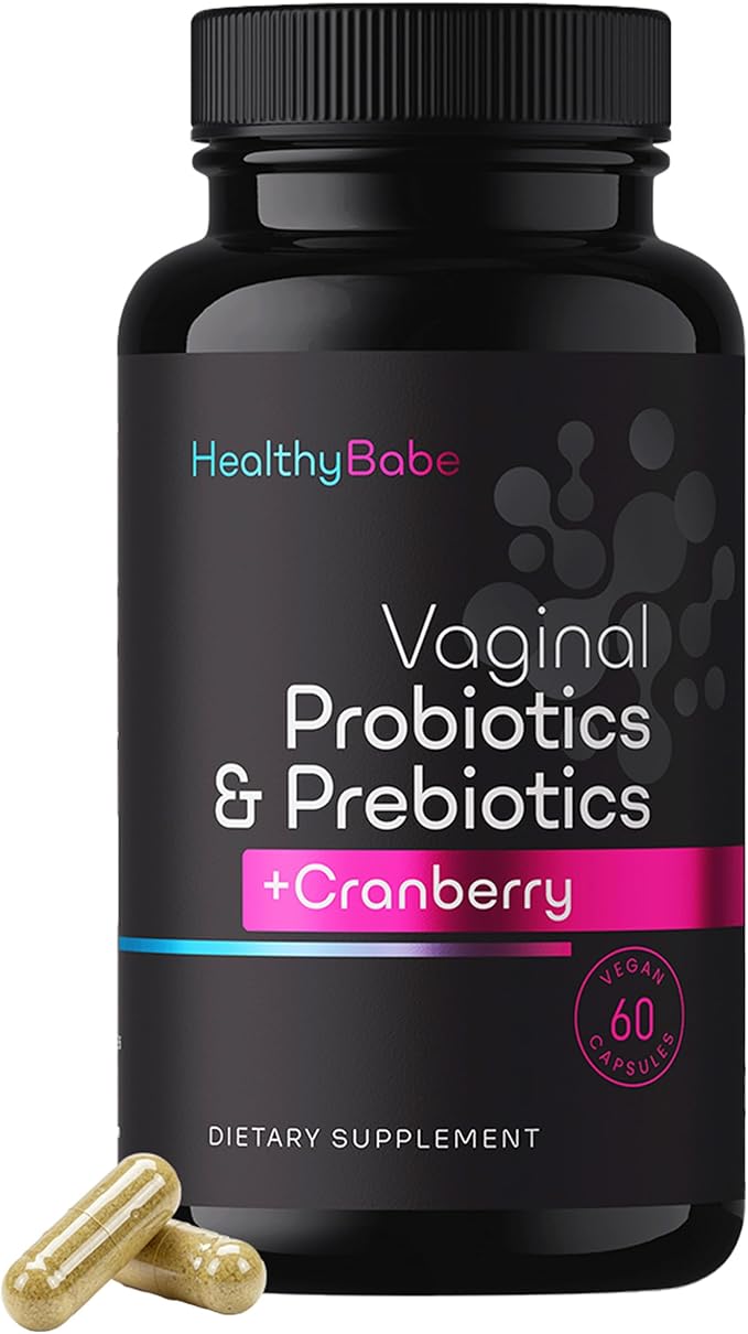 Vaginal Probiotics for Women + Prebiotics & Cranberry Pills, pH Balance, Healthy Odor, Yeast, Immune Support, Positive Microbiome Health, Women’s Acidophilus Probiotic, 60 Vegan Capsules
