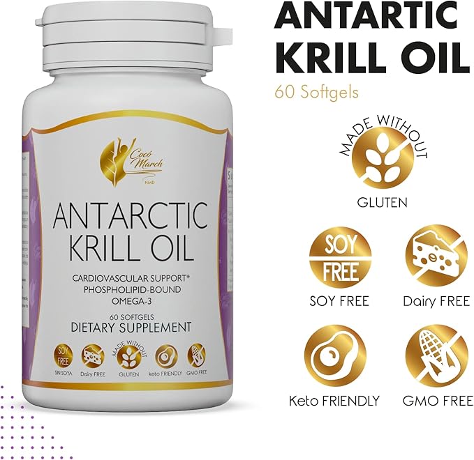 Coco March Pure Antarctic Krill Oil 1000 mg Omega-3 EPA,