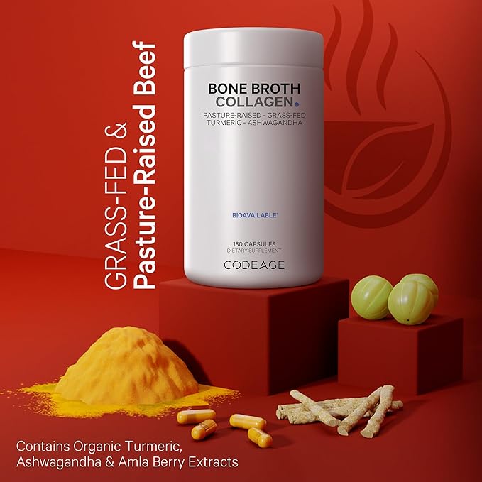 Codeage Organic Bone Broth Collagen Peptides 180 Capsules