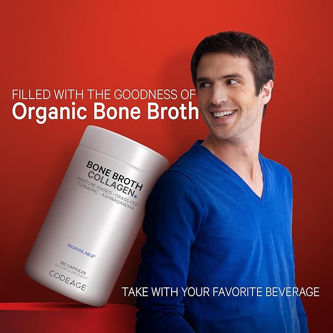 Codeage Organic Bone Broth Collagen Peptides 180 Capsules