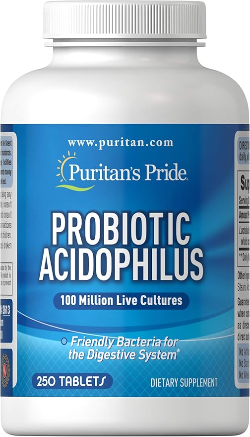 Puritan's Pride Probiotic Supplement, Acidophilus, Capsule, 250 Count(Pack 1)