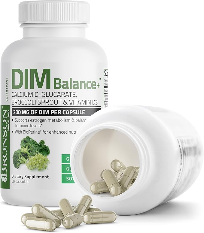 Bronson DIM Balance+ Calcium D-Glucarate, Broccoli D3 200 200 MG 60 Vegetarian