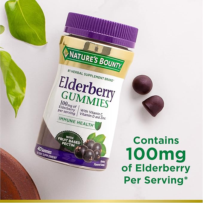 Nature's Bounty Elderberry Gummies, Immune Support, 40 Gummies