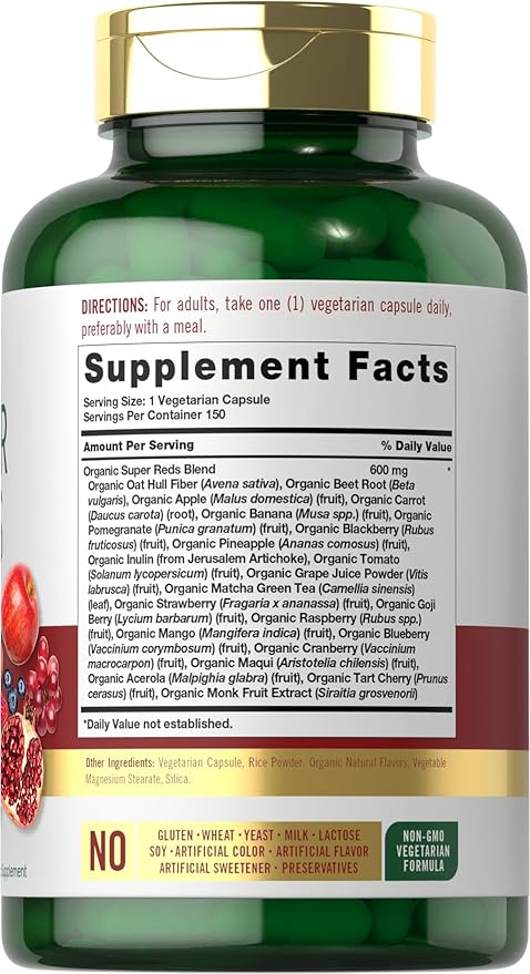 Carlyle Super Reds Capsules | 150 Count | Superfoods Supplement | Vegetarian & Non-GMO