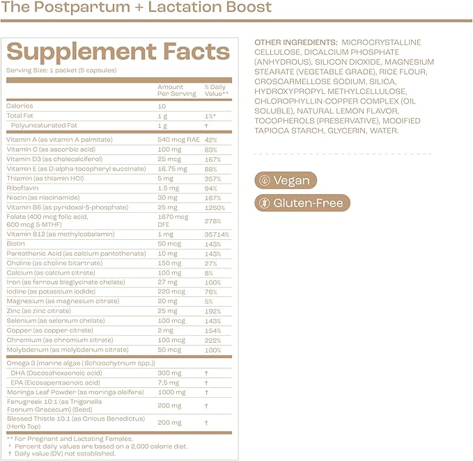 The Postpartum with Lactation Boost (Omega-3), Iron, B12-30-Day Supply