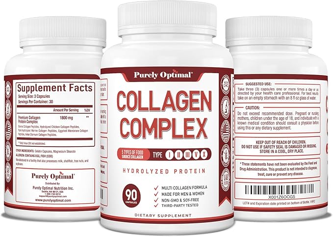 Purely Optimal Premium Multi Collagen Peptides (90 Capsules)