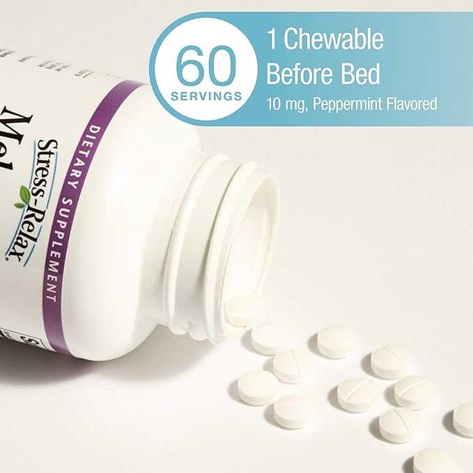 Stress-Relax Melatonin 10 mg by Natural 60 chewable (60 servings),